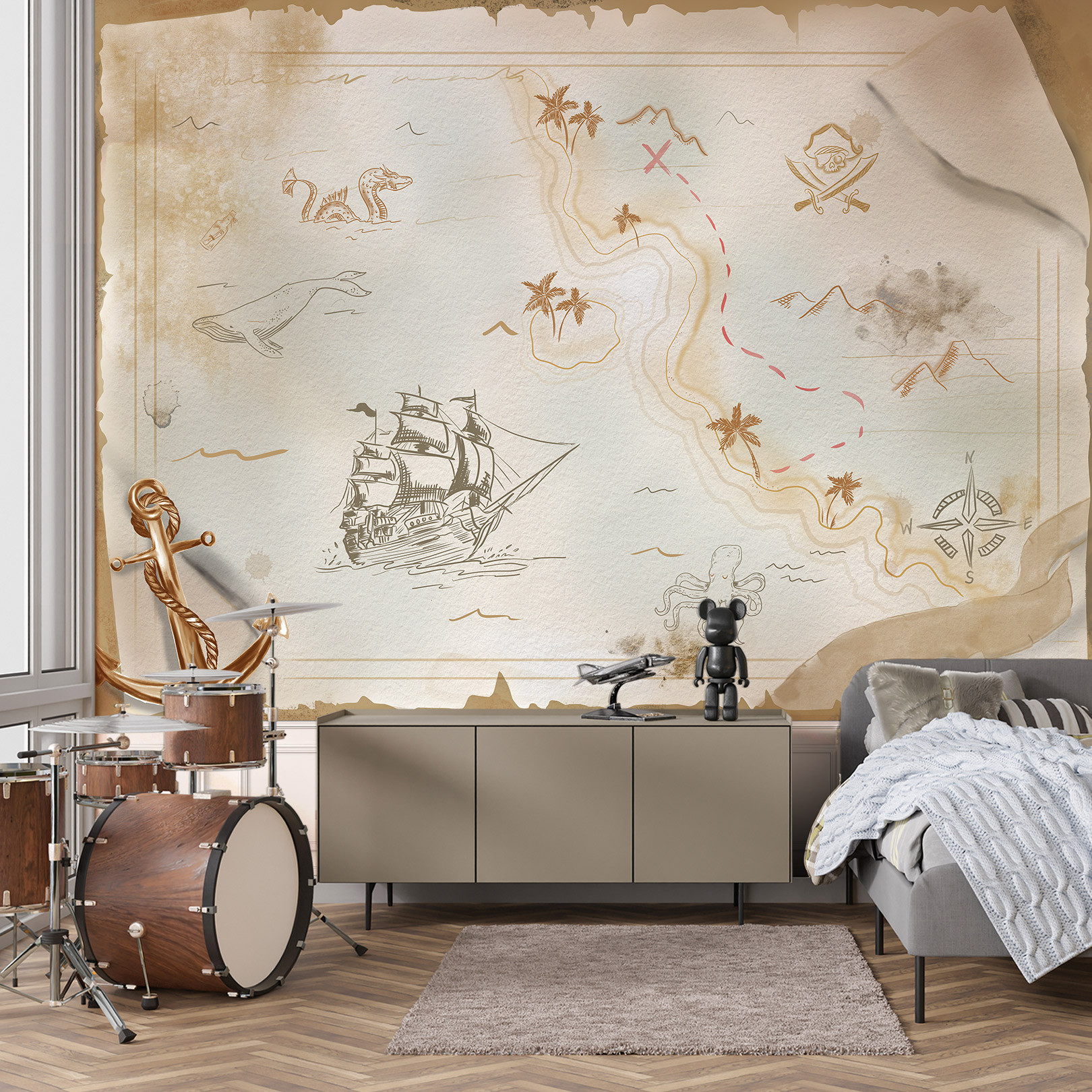 Panoramic wallpaper Pirate Map