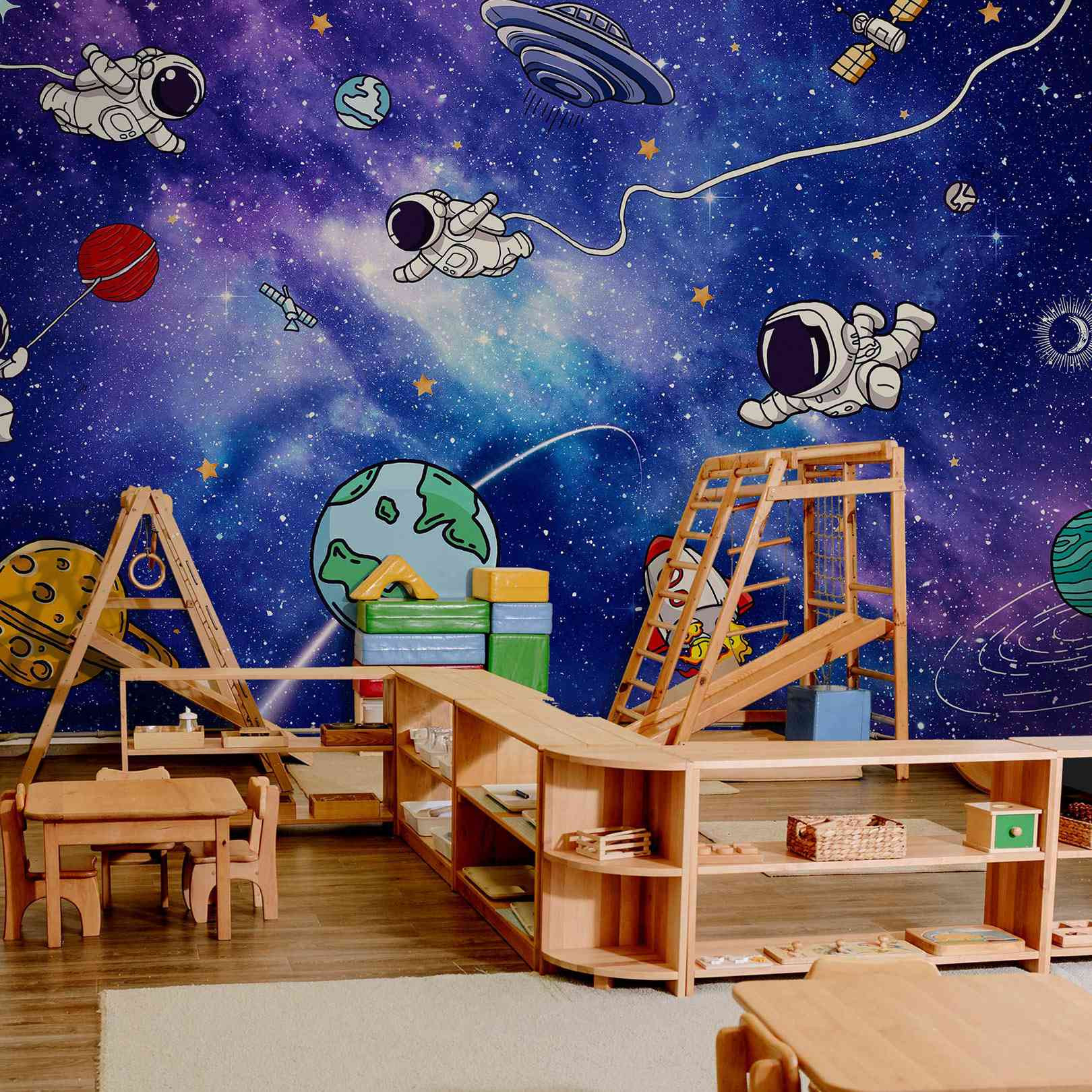 Décoration chambre d'enfant espace et astronautes